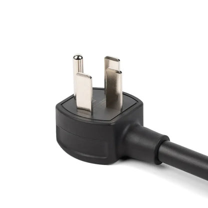 Black electrical plug on a white background